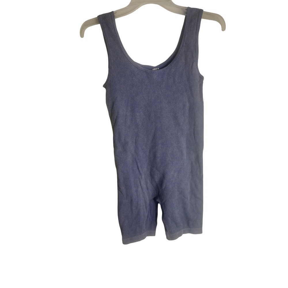 Fashion Nova Ribbed Romper Blue Sleeveless Scoop Neck Bodycon J1L1621C Mens M